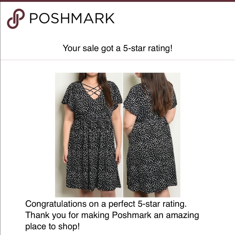 BLACK WHITE WITH DOTS PLUS SIZE DRESS - Picture 4 of 4